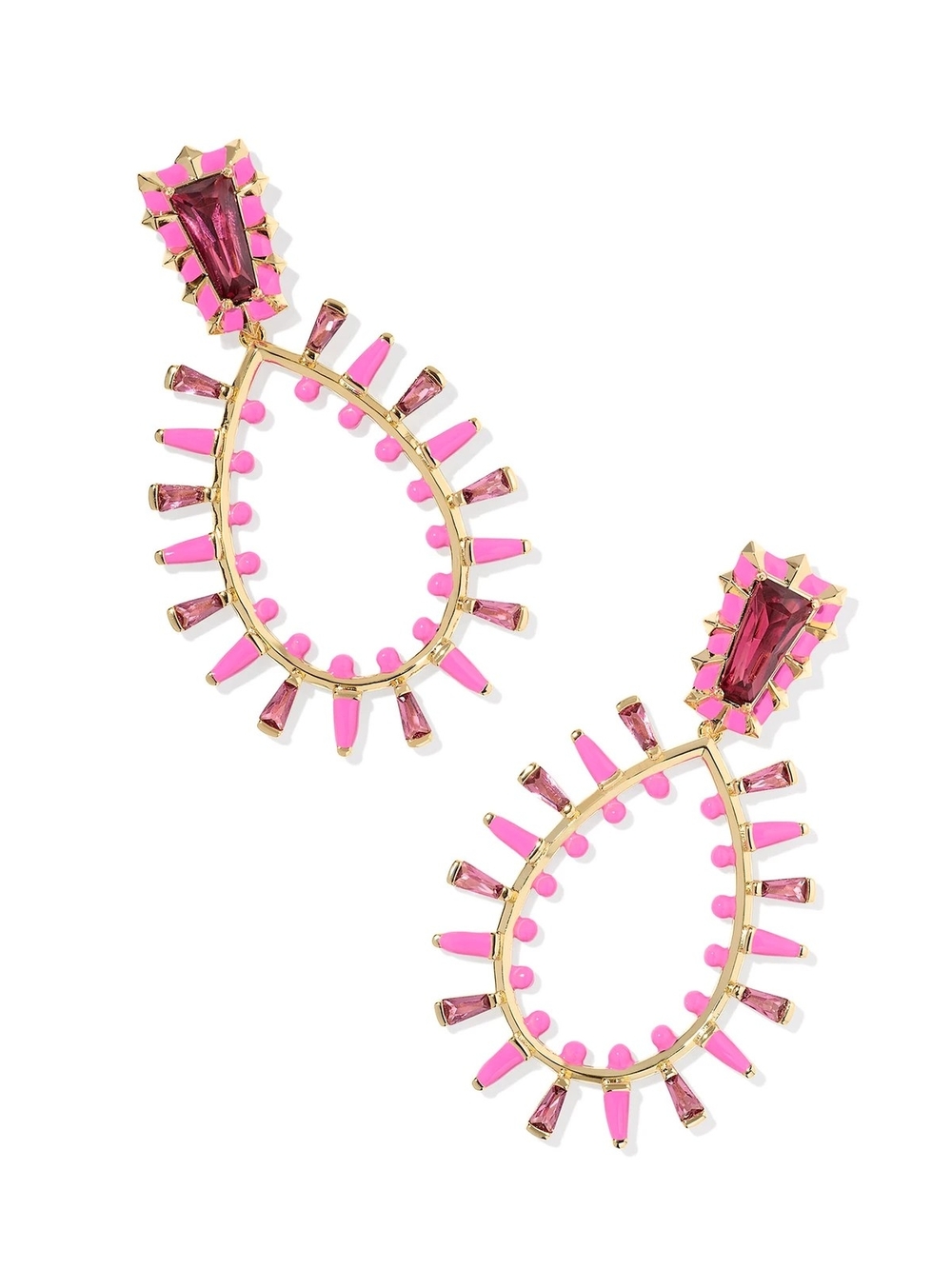 NWT Kendra Scott Kelsey Gold Statement Earrings Pink Mix MSRP $175 Rare